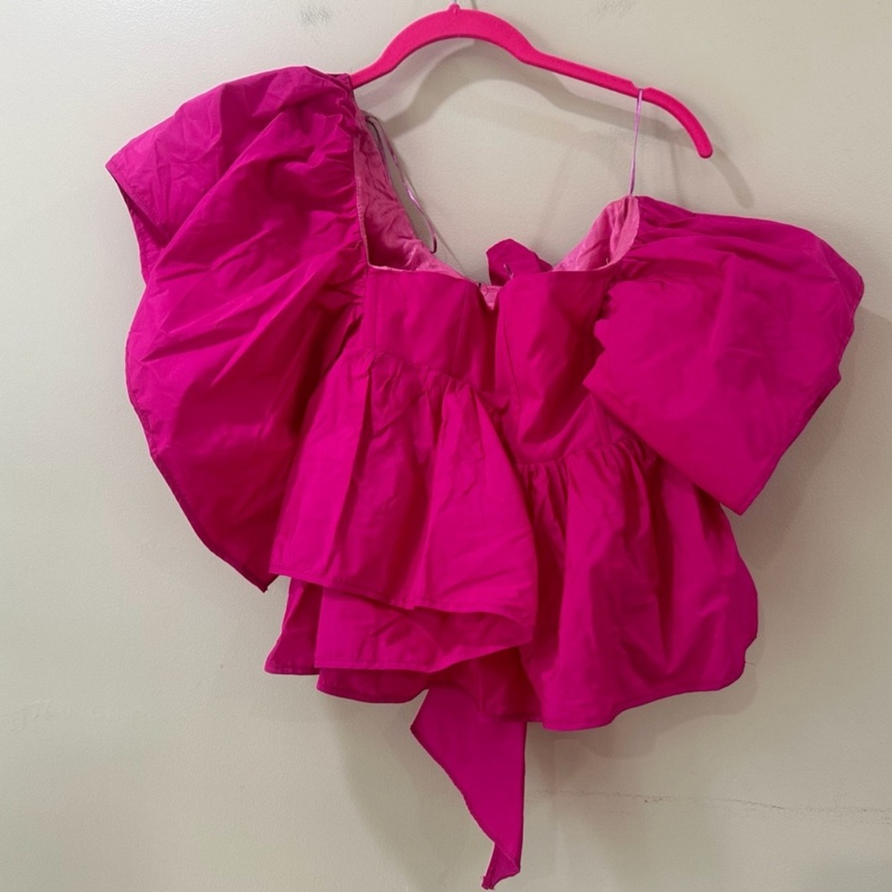 ZARA Ruffled Asymmetric one shoulder Top S & M Available NWT - Picture 12 of 12